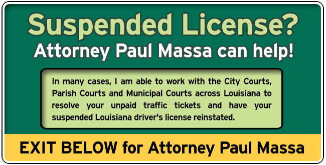 Gretna, Louisiana Louisiana Suspended License Attorney Paul Massa Graphic 1